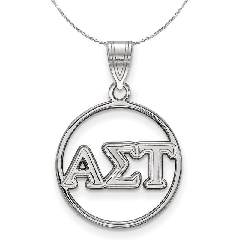 Sterling Silver Alpha Sigma Tau Medium Circle Greek Necklace - 20 Inch